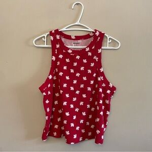 Old Navy Red & White Cropped Racerback Tank Maple Leaf Print – Plus Size 2X EUC